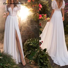 New Elegant Evening Dresses For Women Lace V-neck Draped Lady Wedding Party Gowns Long Pageant Bridesmaid Dress Vestido De Noite