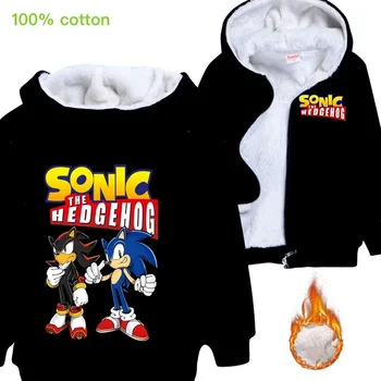 

Cartoon Boys Jackets thick warm cotton coat Kids Hooded Coat Winter Outerwear Sonic The Hedgehog Casual Baby girls Clothes Parka
