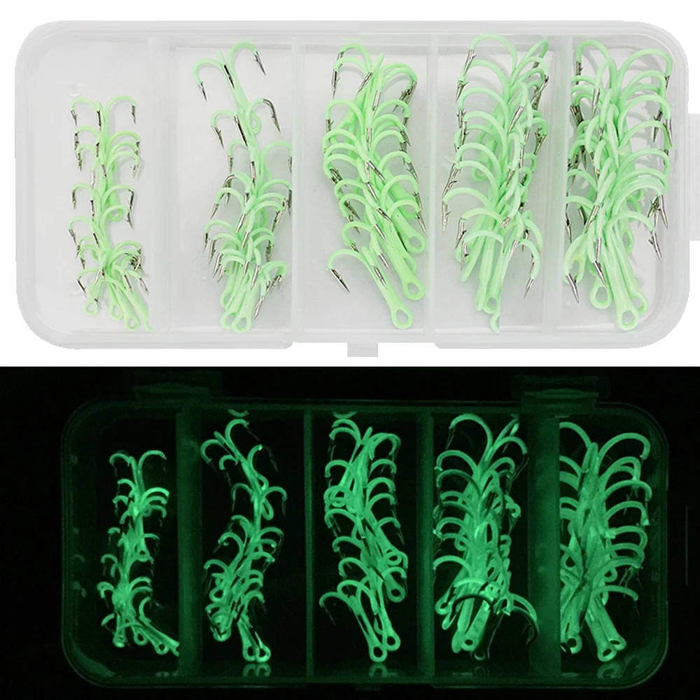 50PCS Treble Hooks Sharp Barbed Hook Treble Fishing Hooks Treble Hooks Fishing Tackle Fish Hooks