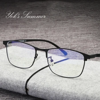 

YOK'S Vintage Square Anti Blue Ray Computer Glasses Ultralight Metal Half Frame Optical Prescription Eyewear Frame Oculos UN1341