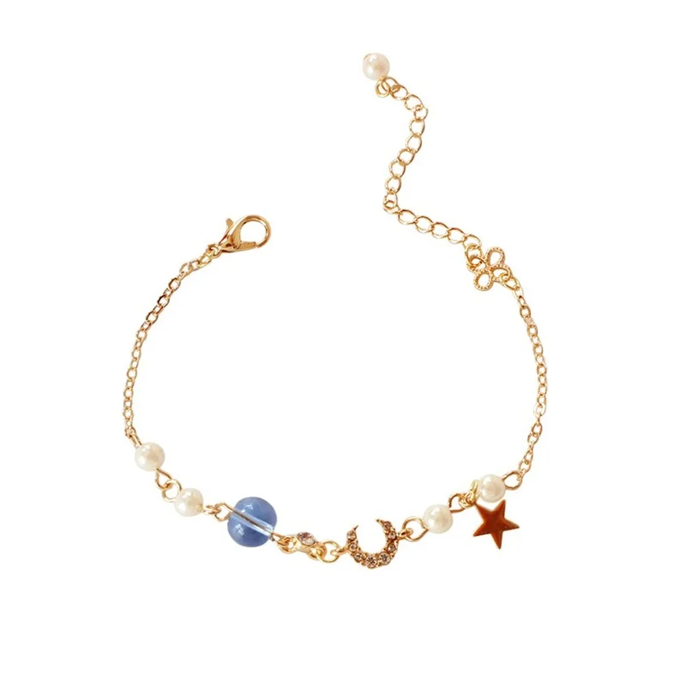 Хит, Стильные Простые Модные браслеты со звездами, жемчужные, Звездные, лунные, стразы, цветок, омаровый сплав, браслет HWASY1804