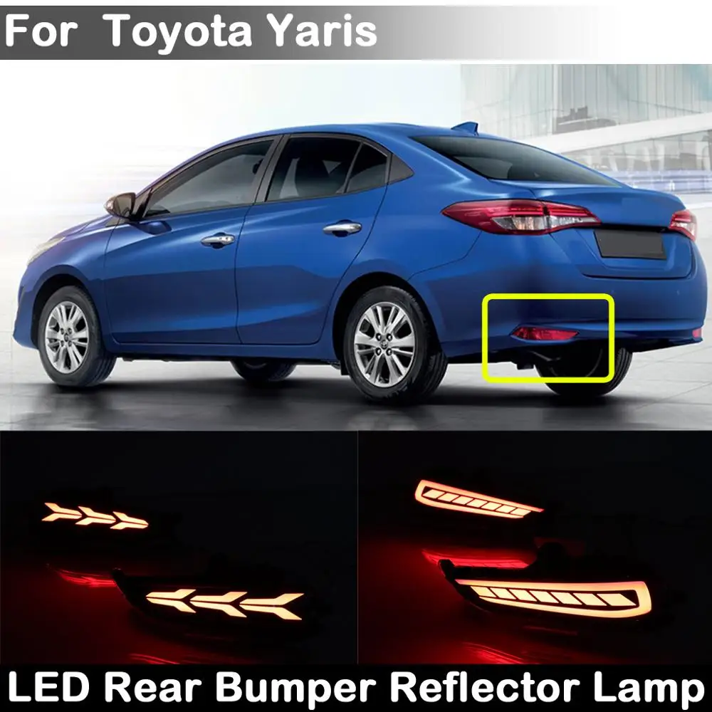 2 шт. для Toyota Yaris 2017 2018 2019 красный светодиодный задний бампер отражатель лампы 2-в-1