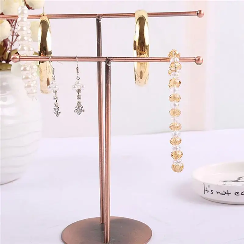 Изысканная двухрядная t образная стойка для хранения сережек витрина полка