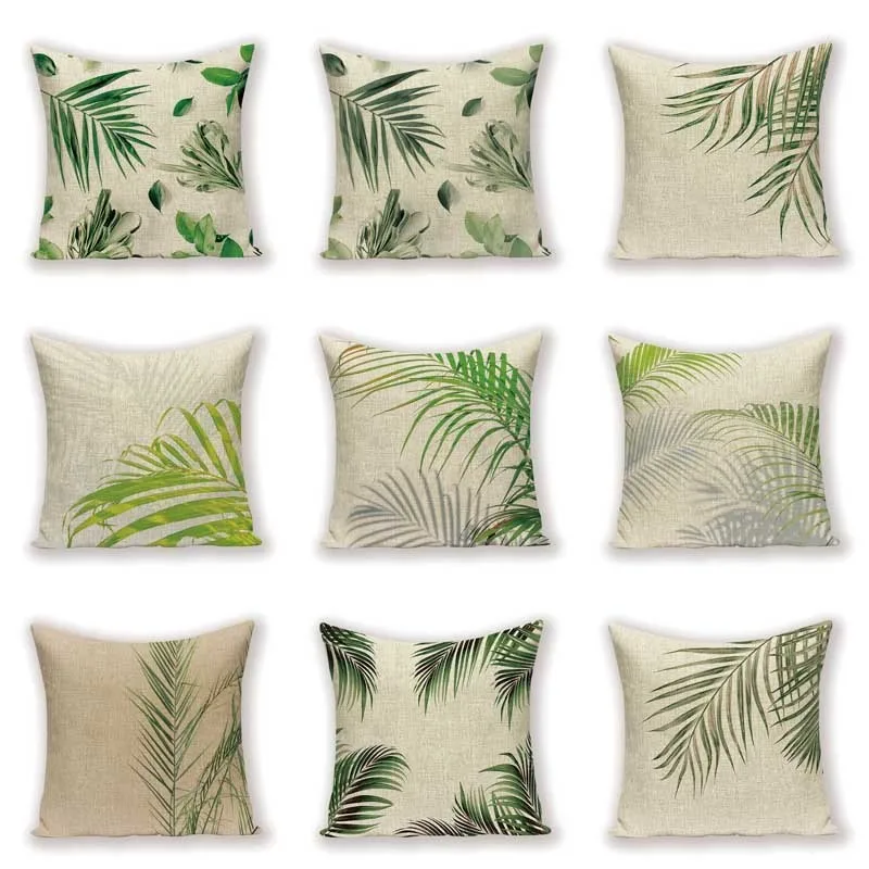 

Tropical Jungle Cushion Cover Farmhouse Simple Throw Pillow Case Shabby Chic Pillow Covers Home Decor Sofa Custom Leaf Cushions
