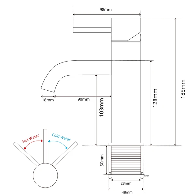 ห้องน้ำอ่างล้างหน้าล้างก๊อกน้ำแปรงทองร้อนเย็นแตะเดียวหลุมติดตั้งKnurling Leverจับ 3