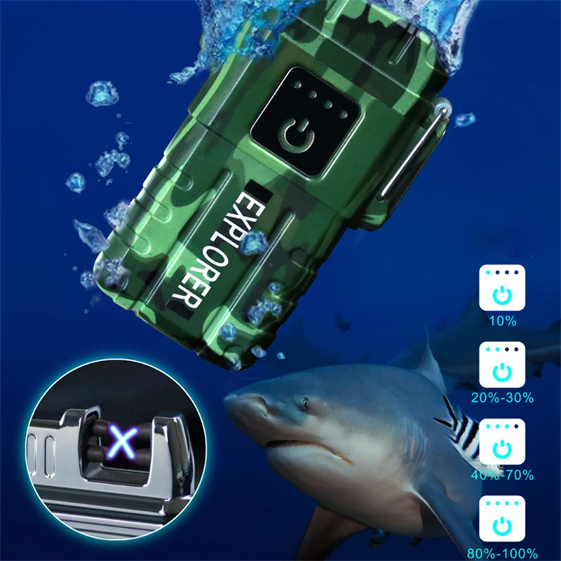 

New Fingerprint Touch Ignition USB Electronic Lighter Outdoor Dual Arc Portable Waterproof Cigarette Lighters Camping Explorers