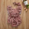 Summer Clothing Infant Newborn Baby Girl Floral Romper Girls Sleeveless Ruffled Jumpsuits With Baby Headband ► Photo 3/6