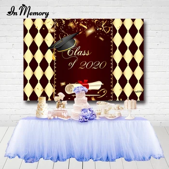 

InMemory Class Of 2020 Graduation Party Backdrops For Photo Studio Gold Black rhombus Wall Photography Backgrounds Custom Poster
