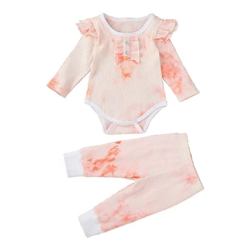 

Baby Boys Girls Clothes 2020 Autumn Baby Girls Newborn Cotton Tie Dye Print Long Sleeved Rompers+Pants+Headband Kids Suit#2