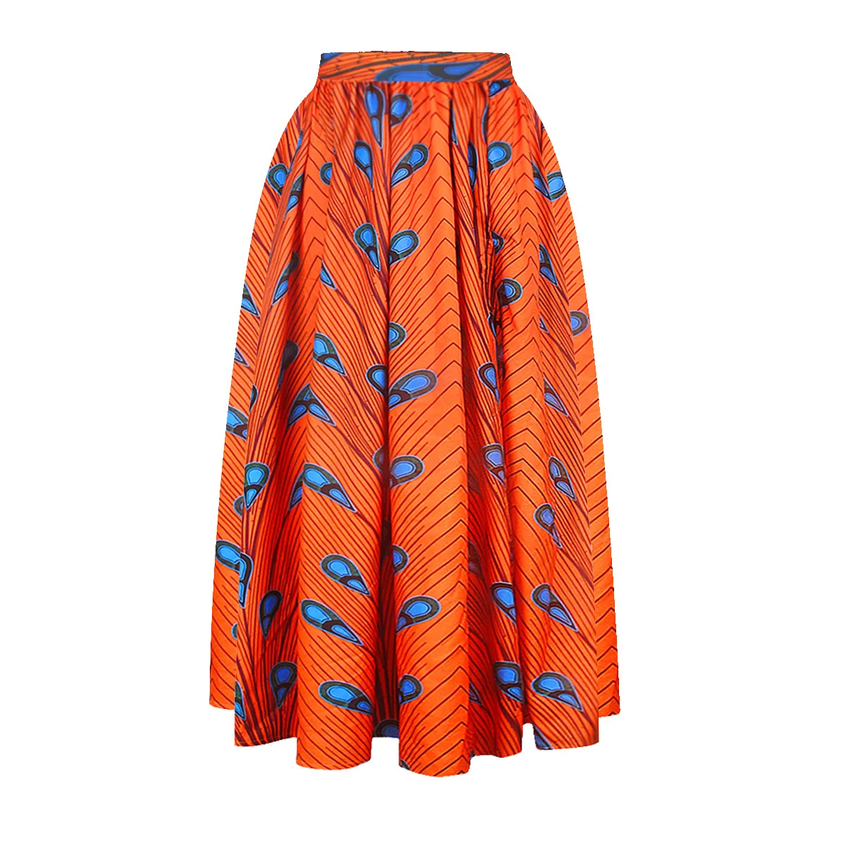 Женская длинная Пышная юбка с принтом Дамская одежда Дашики традиционная африканская мода Анкара вечерние платья низ - Цвет: Orange