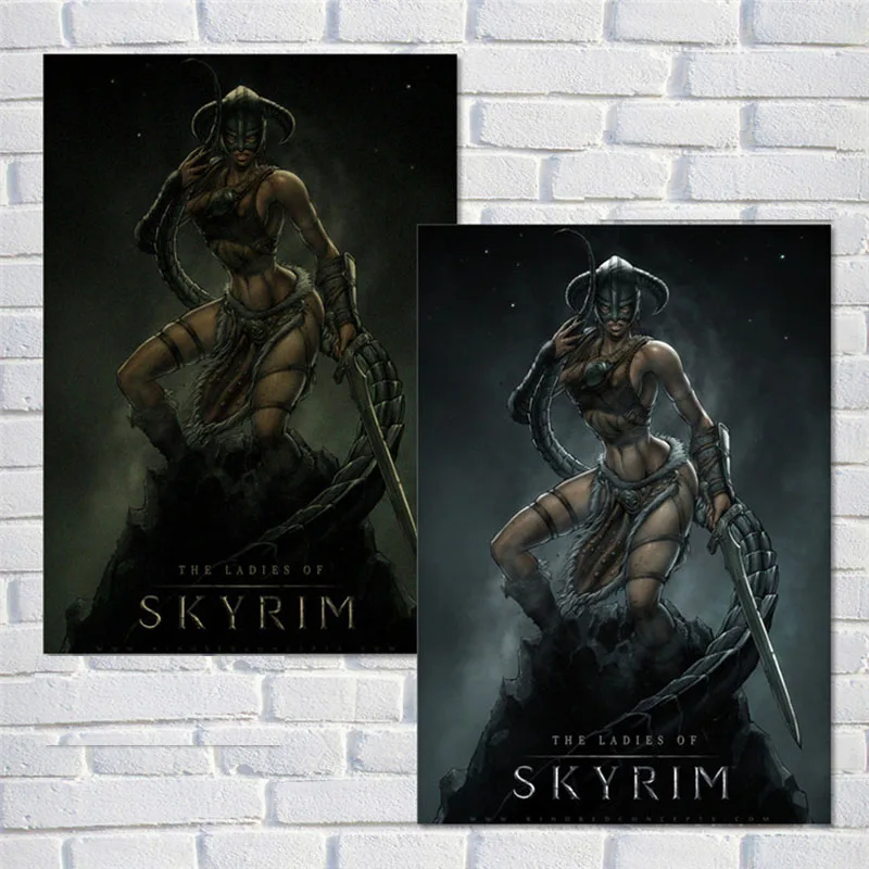 Skyrim The Elder свитки игра плакаты белая крафт-бумага ВИНТАЖНЫЙ ПЛАКАТ и печатная графика стены искусства плакат QT631 - Цвет: Серый