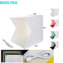 Baolyda 40 см фото Лайтбокс для фотографий мини складной портативный светодиодный фотостудия коробка для фотосъемки с 4 цветами фонов 2 светодиодный