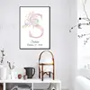 Personalized Poster Baby Name Custom Canvas Painting Nursery Prints Pink Flowers Wall Art Pictures For Girls Room Decoration 3
