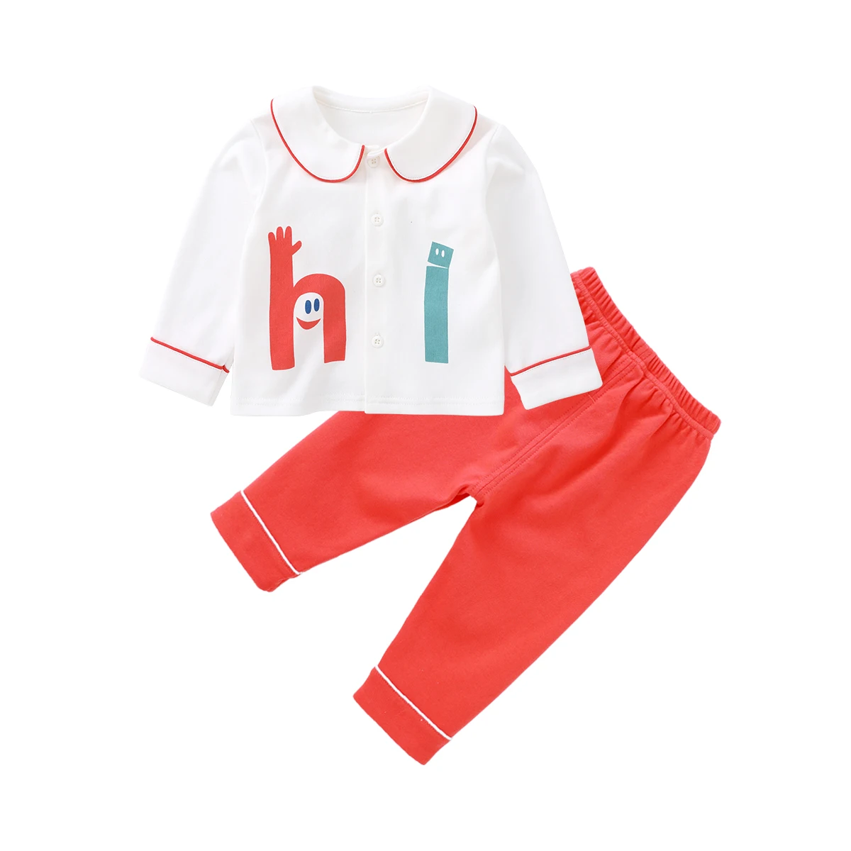 

Pureborn Unisex Baby Clothing Set Peter-pan Collar Cartoon Fox 2Pcs Baby Pajamas Set Cotton Spring Autumn Baby Clothes