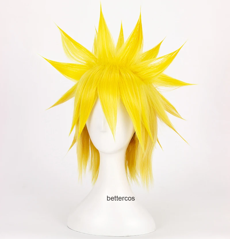 Наруто Namikaze Минато Косплей парик короткий лимон желтый термостойкие синтетические волосы парик+ парик шапка