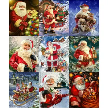 

DIY Diamond mosaic Cross Stitch Kits Santa Claus sled 5D Square/Round Full Rhinestone Embroidery diamond painting Needlework