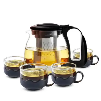 

Glass Teapot Teapot Set High Temperature Resistant Thick Flower Teapot Set Large Capacity Teapot Glass Tea Set Filter Floating