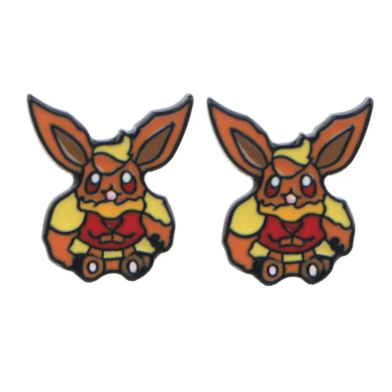 P4189, 20 пара/лот, милый пирсинг для уха Eevee Elf, Детские милые серьги-гвоздики для женщин, эмалевые серьги, ювелирные изделия, подарки для девочек - Окраска металла: 6