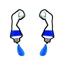 Harajuku милые забавные сдавливаемые пигмент акриловые серьги-гвоздики синий красный кисточка экструзия краска шикарная серьга геометрической формы женские ювелирные изделия