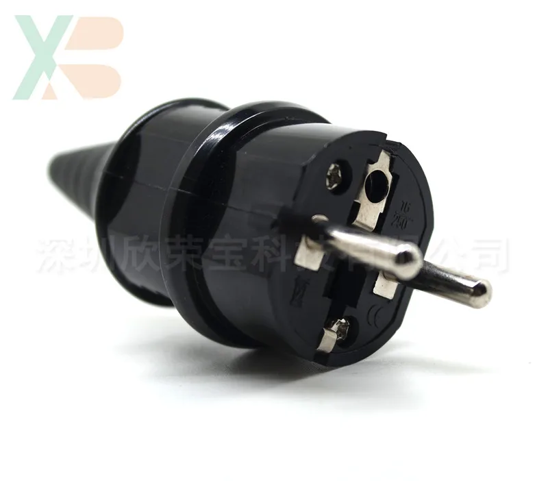 E-012 European Schuko 16A Power Plug IP44 Industry France/Germany Connector EU 2 Round Pins Adapter Type F AC Electrical Power 1 power plug socket