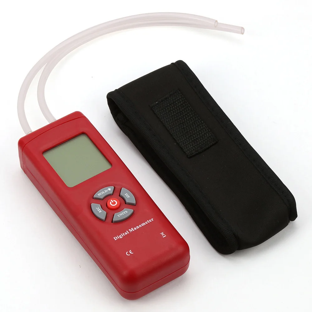 TL-100 ручной манометр подсветка цифровой манометр измерительный инструмент ЖК-экран легко наносится U лента батарея питание тестер - Цвет: Красный
