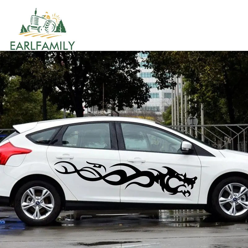 EARLFAMILY 190 см x 37 2x автомобильные наклейки s Дракон религиозные гонки пламя графика