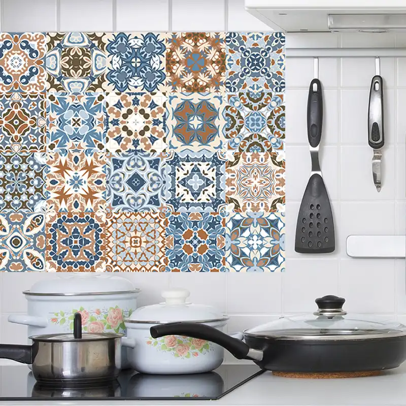 Árabe azulejo Retro pegatinas para cocina Baño de baldosas de vinilo