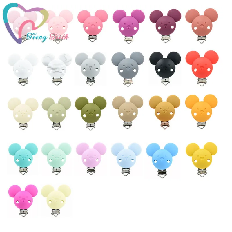 50 PCS Mouse Shape Baby Pacifier Clips Chew Chain Adapter Holder Stainless Steel Dummy Safe BPA Free Silicone | Украшения и