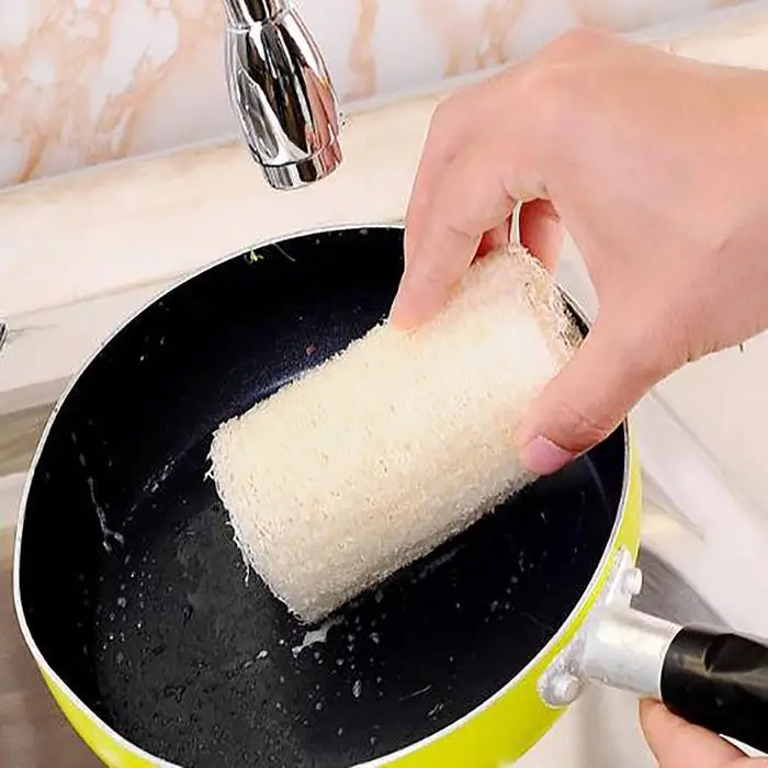 Натуральная люфа антипригарная домашняя кухонная водопоглощающая квадратная форма, цилиндрическая форма, овальная форма для посуды