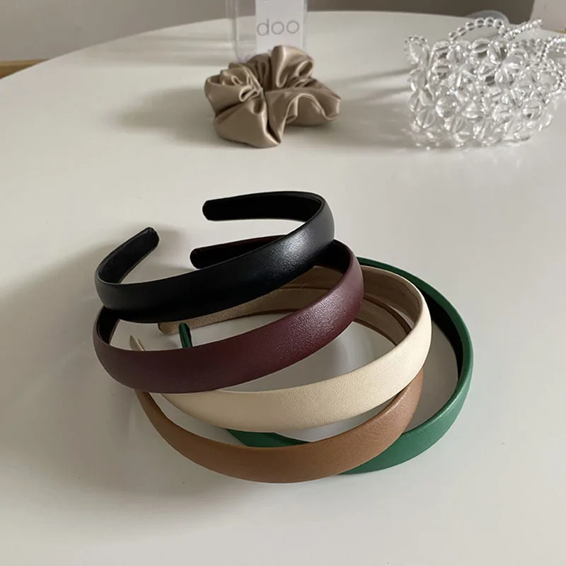 Ruoshui Vintage Pu Leather Non-Slip Turban Hairband - Korean Style Fashion Accessory