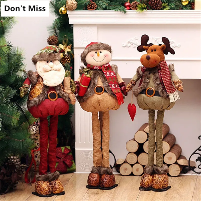 

Retractable Standing Figures Christmas Decorations for Home Santa Claus Snowman Elk Doll Merry Christmas Birthday Gift Navidad