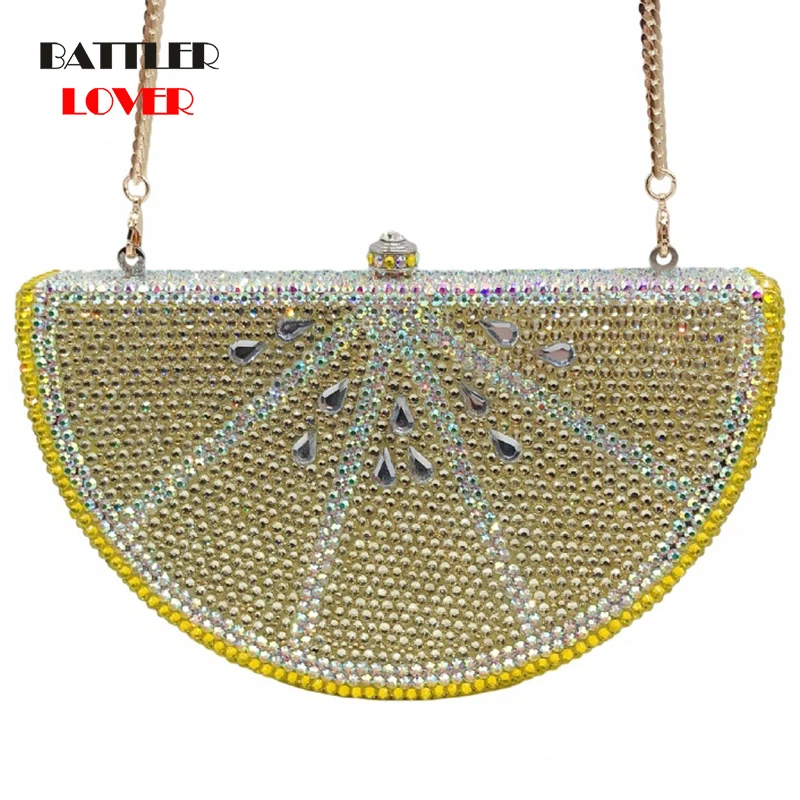 Bolsos noche fruta fresca y rodajas limón para mujer, carteras de noche de cristal para fiesta, cóctel, bolsos de para mujer, bolso de mano para Cena de Gala|Bolsos