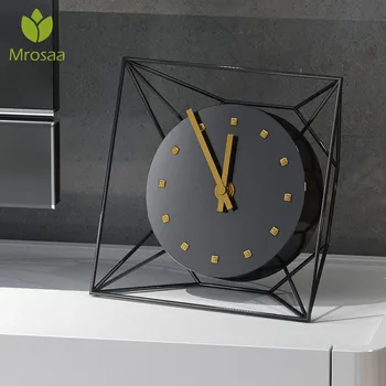 

5 inches European Antique Luxury Iron Clock Living Room Home Vintage Mute Clock Table Clock Retro Roman Desktop Ornaments