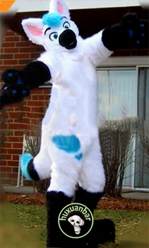 

New Halloween Long Fur White Husky Mascot Costume Suits Cosplay Party Game Dress Outfits Clothing Cosplay Hallowen Unisex Gift