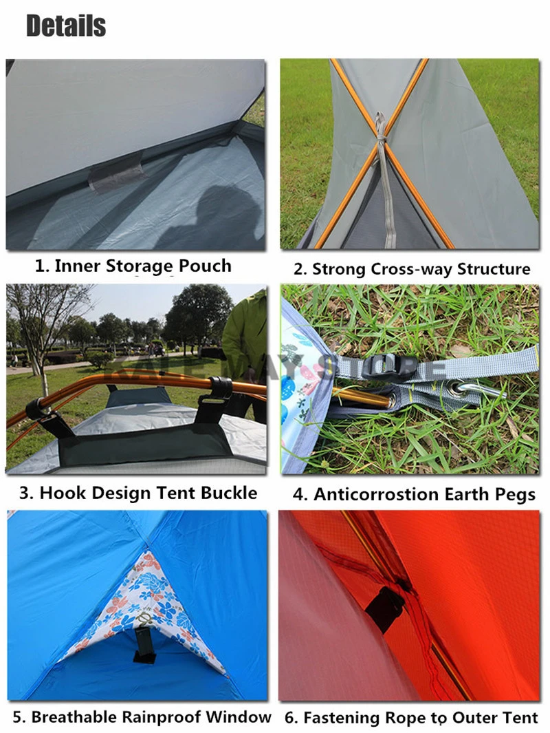 FLYTOP High Strength Ultralight Aluminium Alloy Pole Camping Tent 1 Person Double Layer Waterproof Tent for Mountain Trip (18)