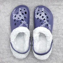 Большой размер 47, Мужская теплая зимняя садовая обувь на меху, без шнуровки повседневные теплые домашние тапочки, сабо EVA, обувь на плоской подошве, хорошее качество