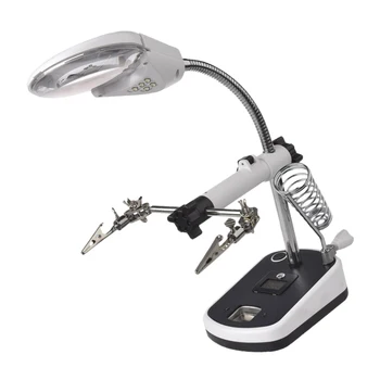 

Hands Free LED Light Magnifier Alligator Auxiliary Clip Stand Desktop Magnifying Tool for Soldering Welding