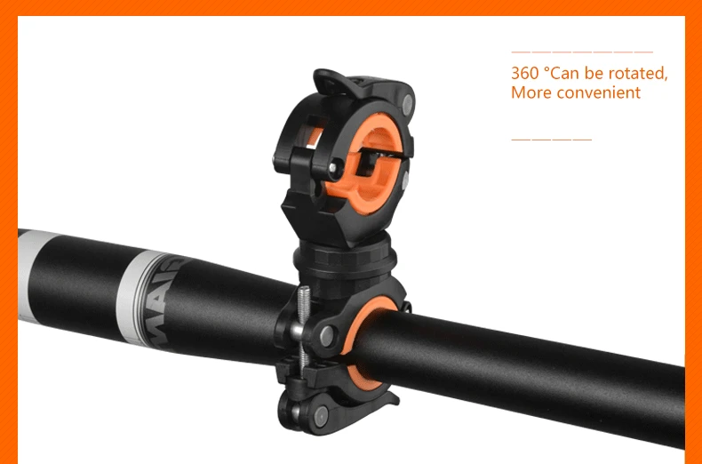 Best ROCKBROS Cycling Bike Rotating Light Double Holder LED Front Flashlight Lamp Pump Handlebar Holder Bicycle Accessories, 4 Colors 5