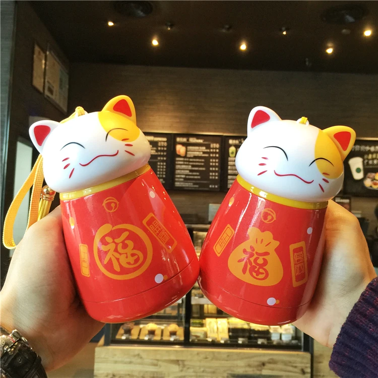 Xinlanisnow Luky Cat candy color 304 термос из нержавеющей стали чайная чашка с креативная Обложка кофе сок термос чашка