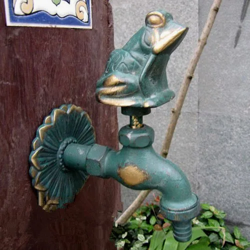 MTTUZK outdoor garden faucet animal shape Bibcock with antique brass Frog tap for washing machine/Garden watering Animal faucet - Цвет: green