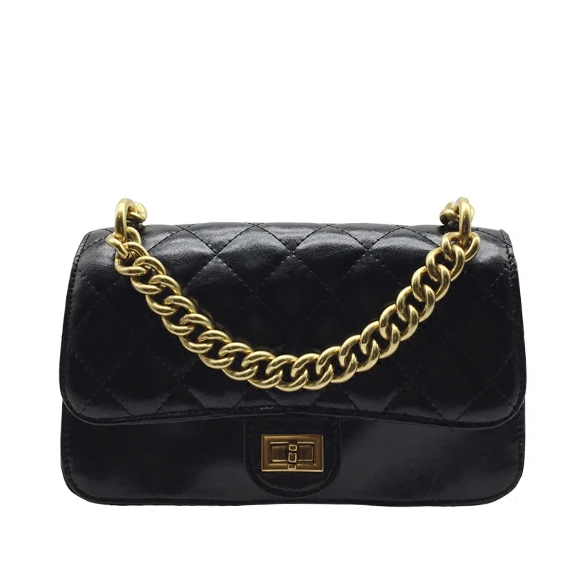 

Retro Chain 2019 Spring New Women's Bag Shoulder Messenger Bag Small Square Rhombic Organ Bag High Quality Genuine Leather