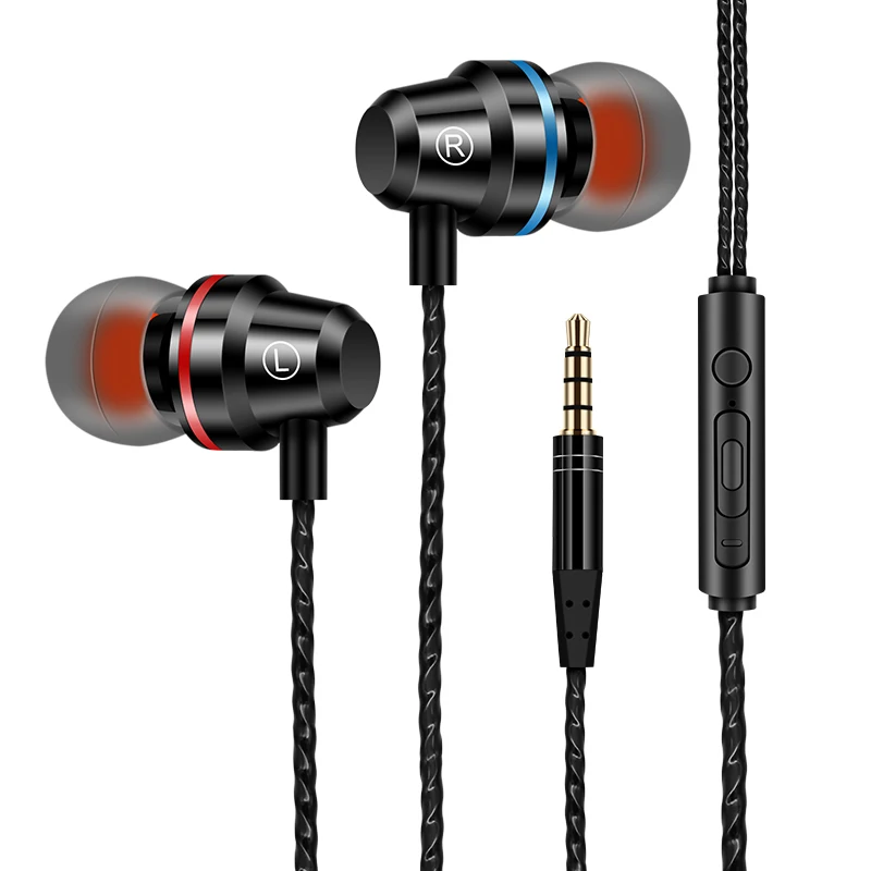 

Universal 3.5mm metal Earphone Stereo Sound Earbuds for Xiaomi Huawei iPhone Samsung Wired Music Gaming Earphones with mic
