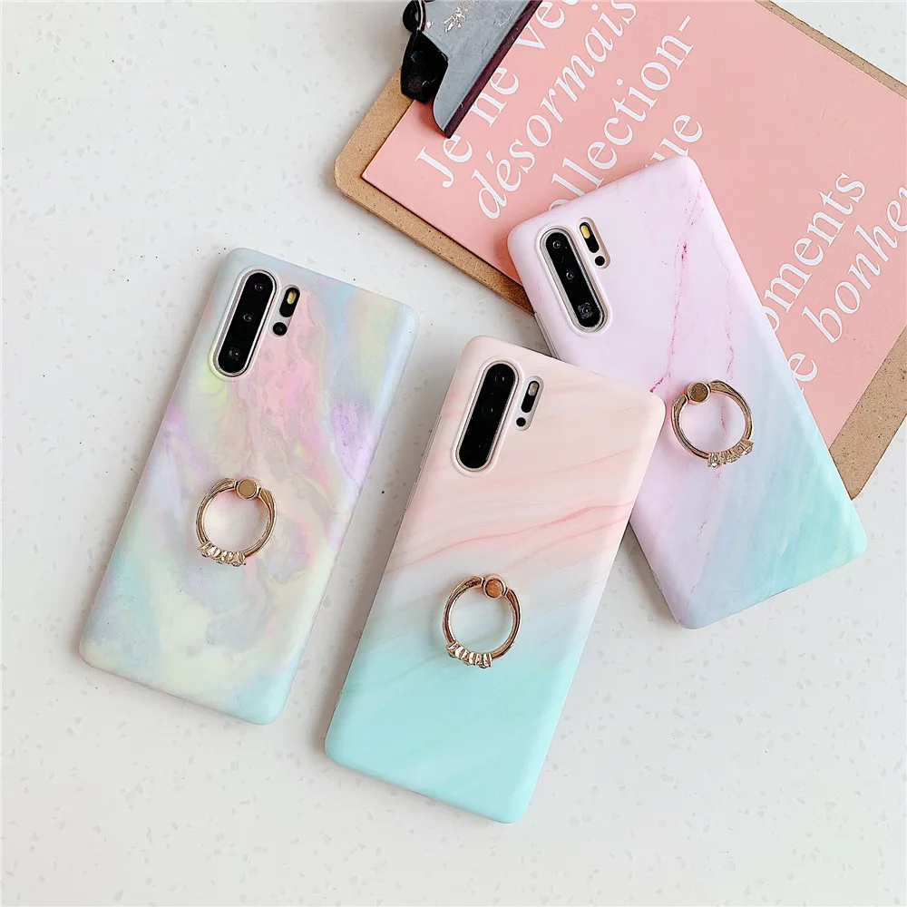 Мраморный чехол для Samsung Galaxy S10 S20 Plus Ultra S8 S9 мягкий с градиентом A51 A50 A70 A71 A40 кольцом
