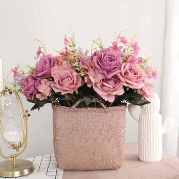 

Artificial Flowers 13 Dried Flower Plant Home Artificial Hydrangea Bouquet Indoor Simulation Fake Flowers Wedding Decoration