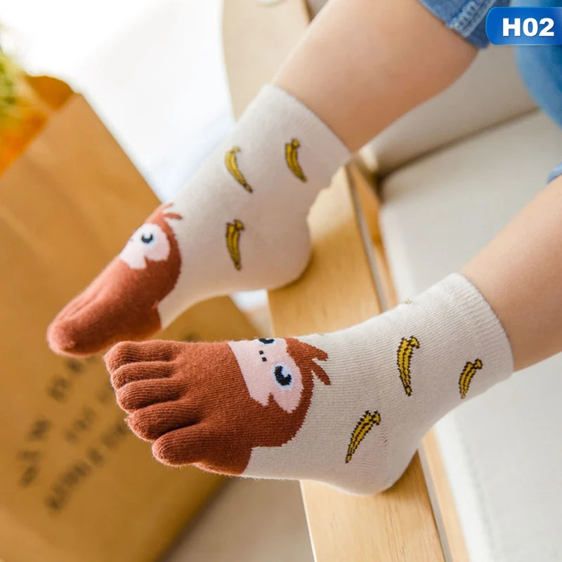 Кавайные детские носки на год хлопковые носки с животными для мальчиков и девочек дешевые носки с носком для детей пять носок с пальцами От 3 до 7 лет/От 7 до 12 лет