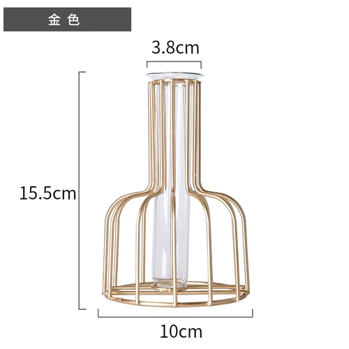 Gold Black Lines Minimalist Abstract Iron Vase Geometric Hydroponic Vase Rack Home Decor Vase Abstract Glass Terrarium Gold Vase - Цвет: Gold