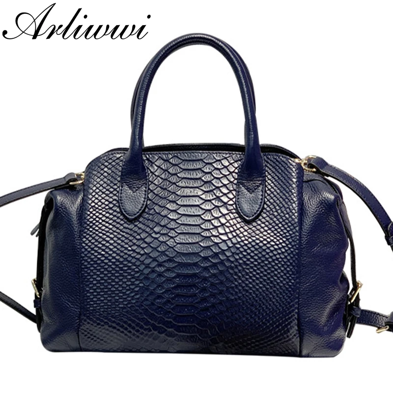 

Arliwwi Luxury Genuine Leather Handbags Large Capacity Crocodile Embossed Boston Tote Bag Lady Clssic Crossbody Bags For Women
