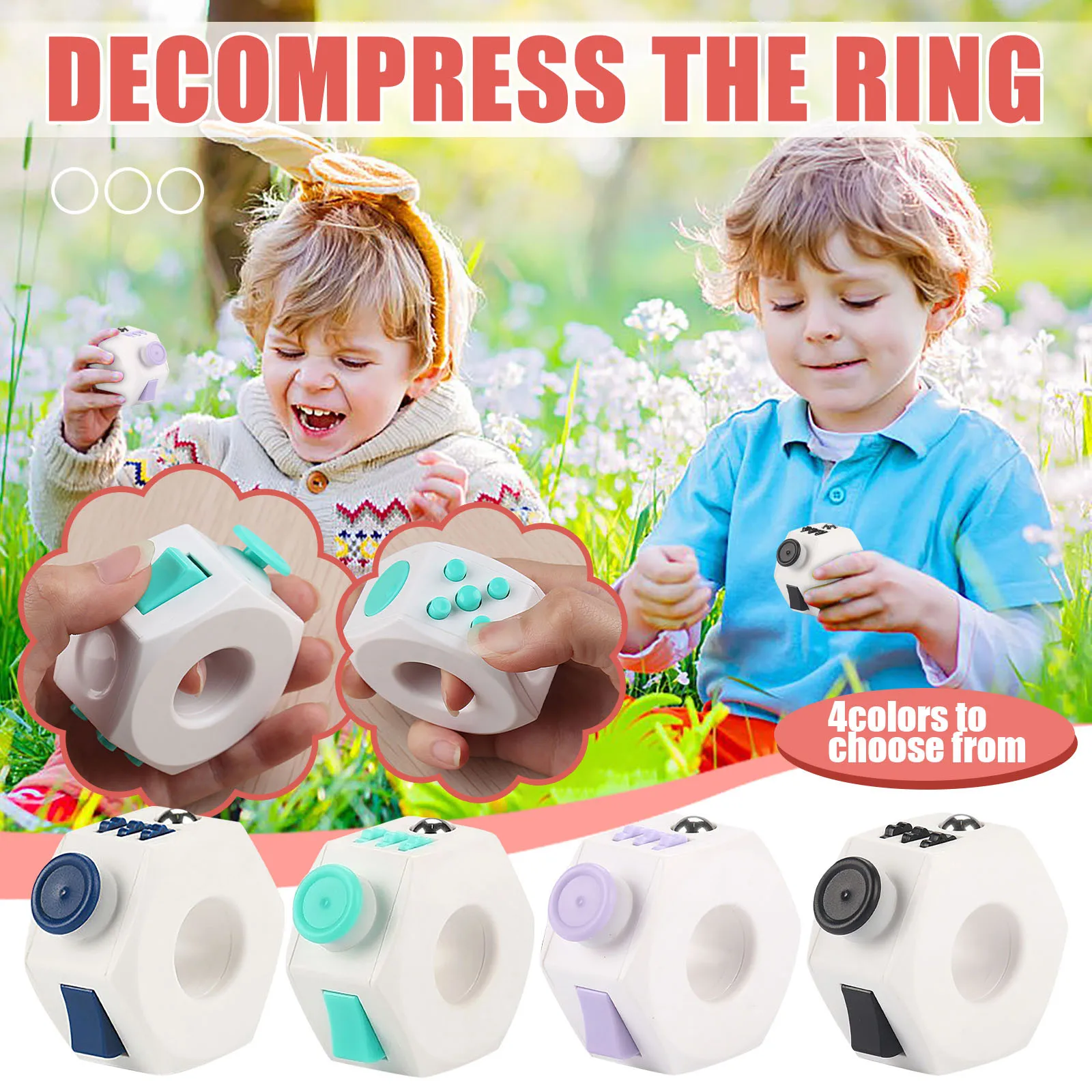 Rings Fidget-Toys Toy-Stress Roller Finger-Spinner Anxiety Ul for Adult Children Kids img3