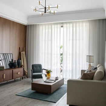 

Yaapeet 1pc Modern Tull Curtain Sequins Sheer Curtain Brief White Window Drapes for Bedroom Elegant Transparent Window Curtain