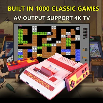 

8 Bit MiniFCNSE Retro Classic Video Game Station Console Built-in 1000 Games Family TV Handheld Double Gamepads Player AV Output